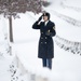 U.S. Army Band Bugler in Snowstorm