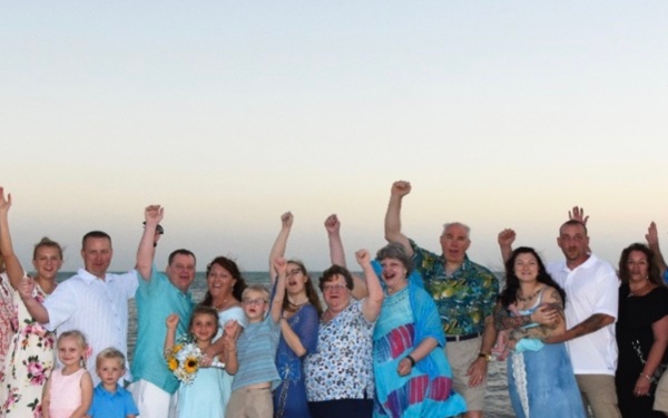 The Martin family celebrate wedding renewal vows.