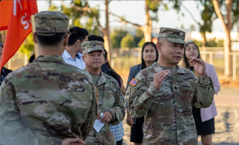 Lt. Col. Hun gives speech to Soldiers during promotion ceremony