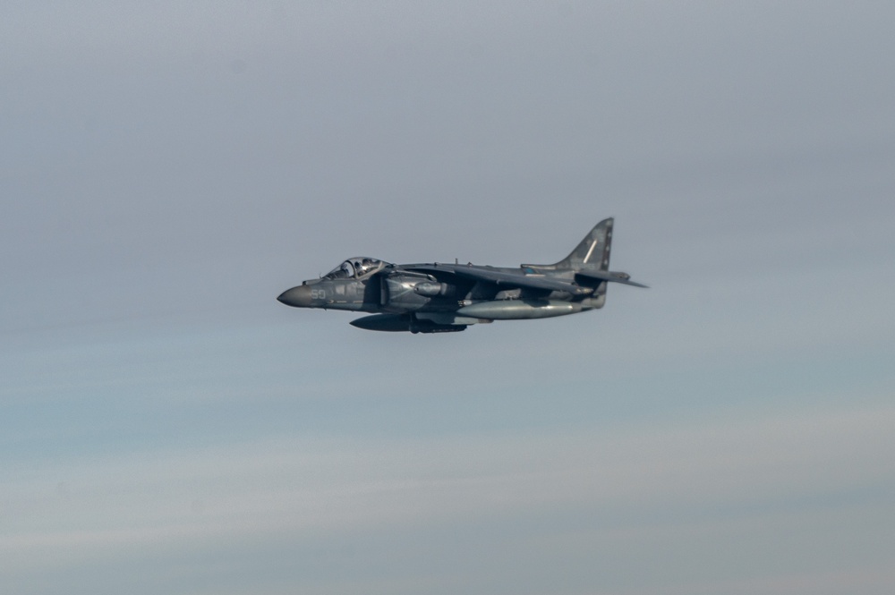 U.S. Marine Corps AV-8B Harriers refuel in CENTCOM AOR