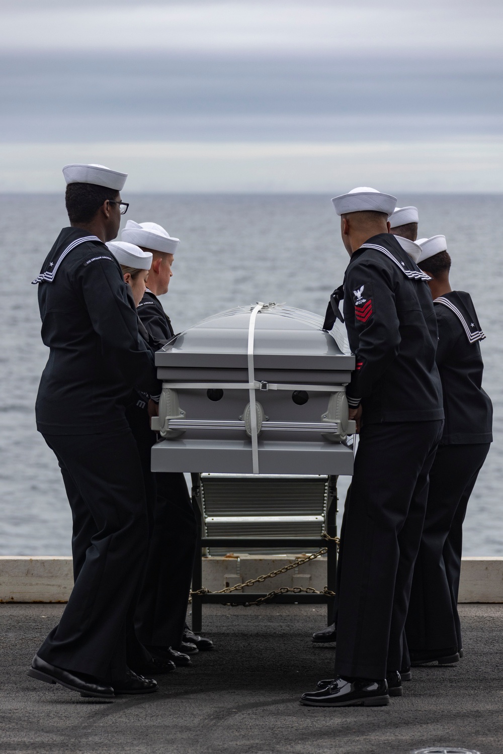 Abraham Lincoln hosts a burial-at-sea ceremony