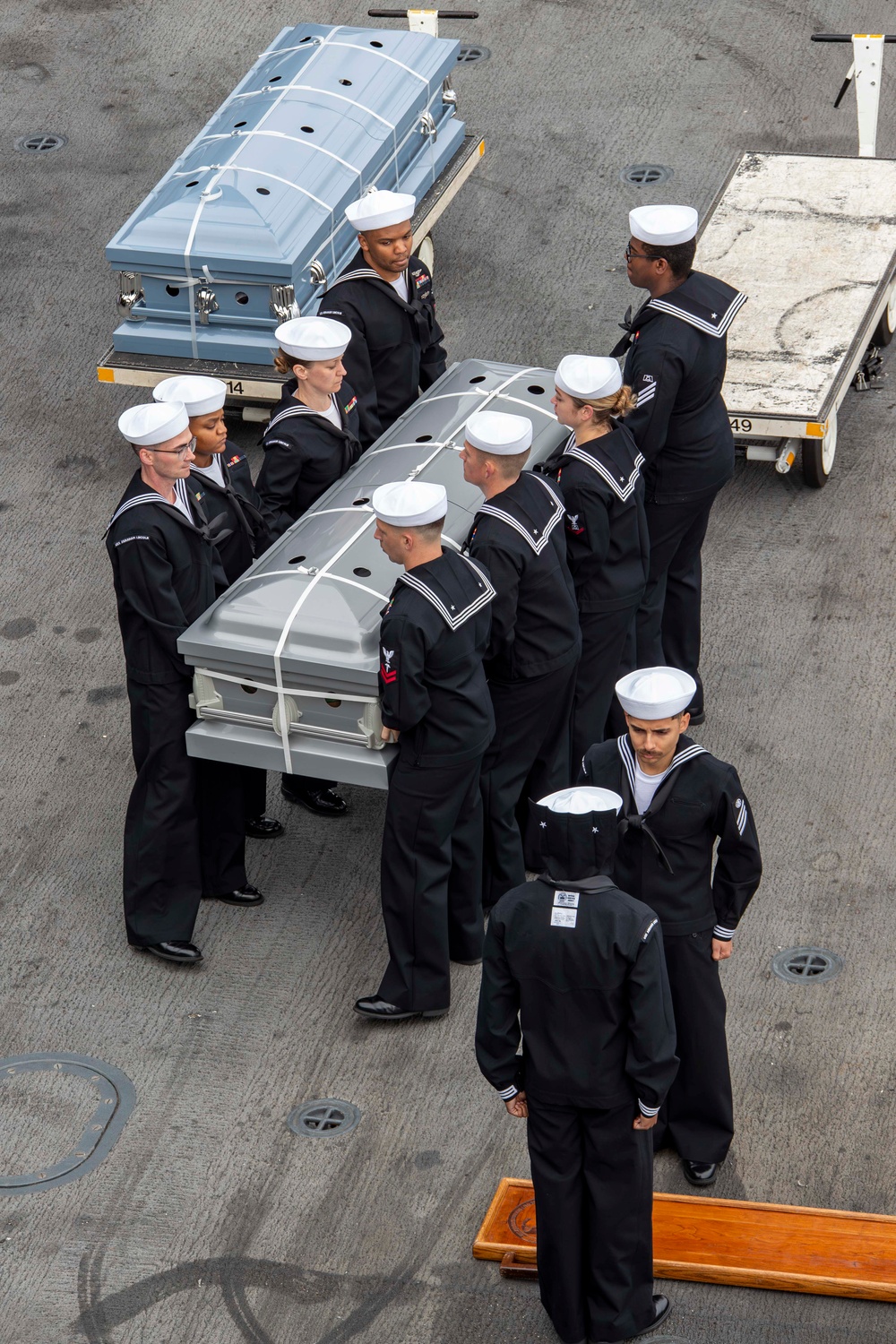 Abraham Lincoln hosts a burial-at-sea ceremony