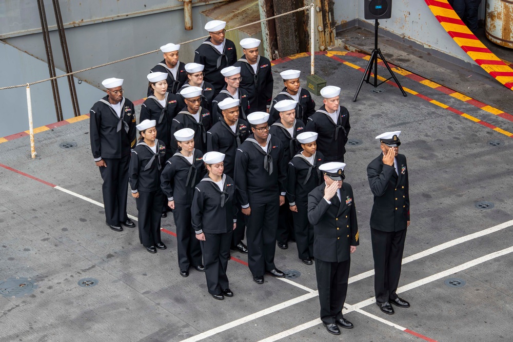 Abraham Lincoln hosts a burial-at-sea ceremony