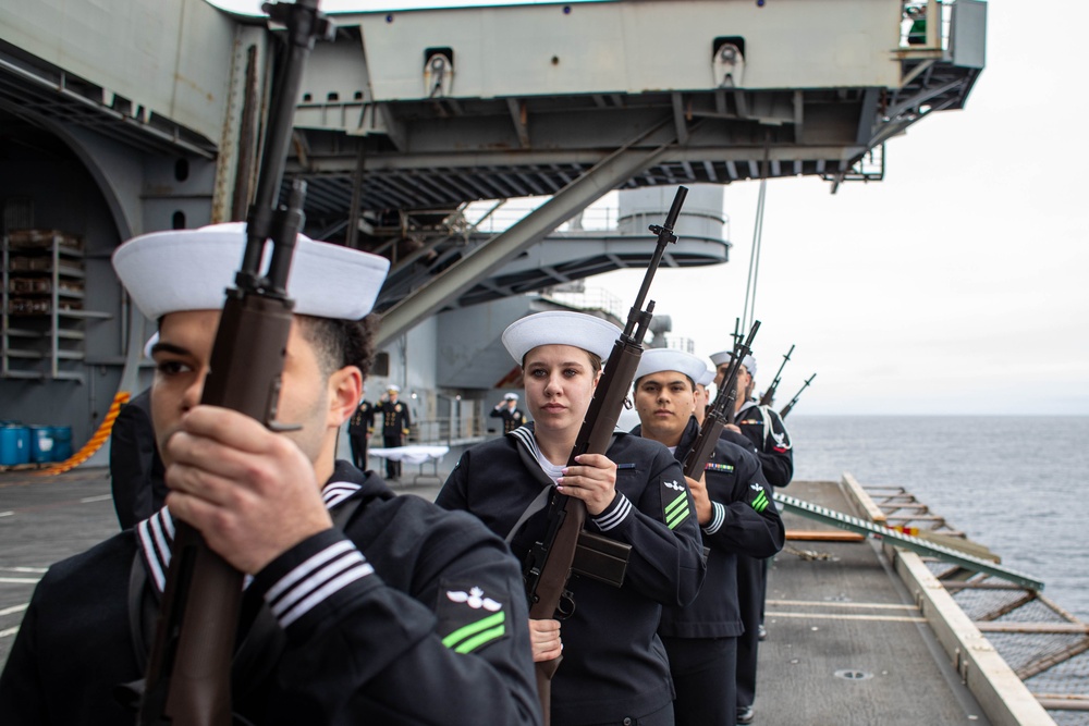 Abraham Lincoln hosts a burial-at-sea ceremony