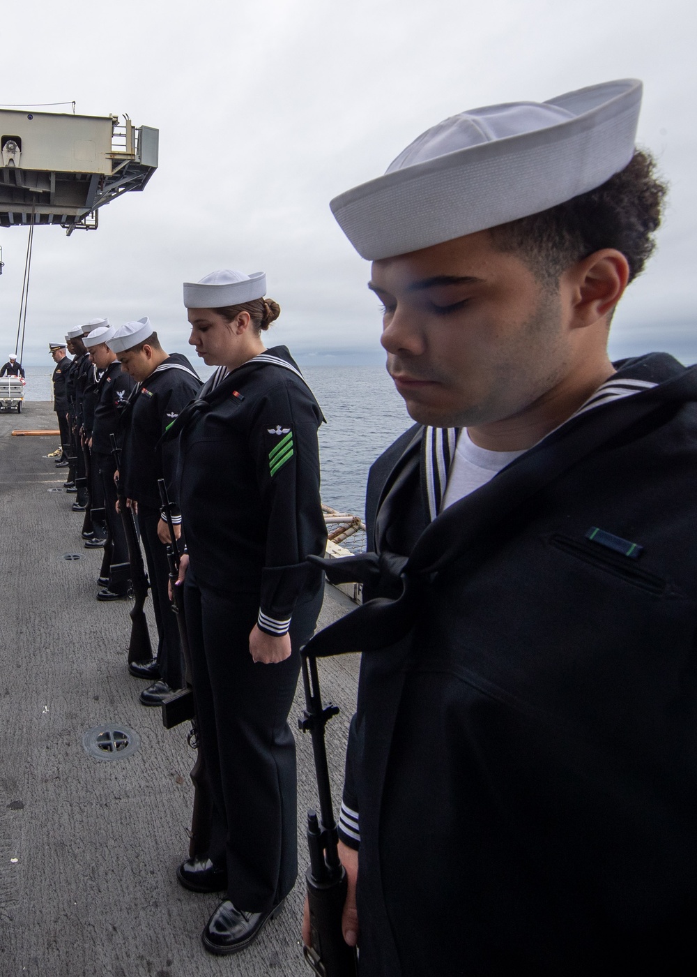 Abraham Lincoln hosts a burial-at-sea ceremony