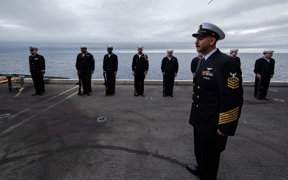 Abraham Lincoln hosts a burial-at-sea ceremony