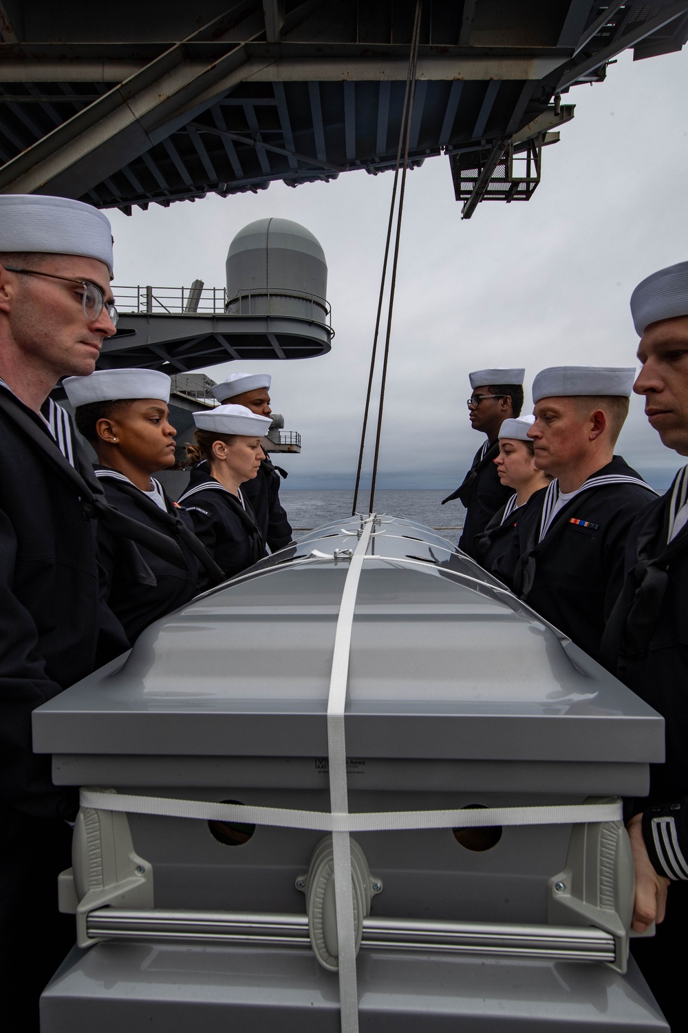 Abraham Lincoln hosts a burial-at-sea ceremony