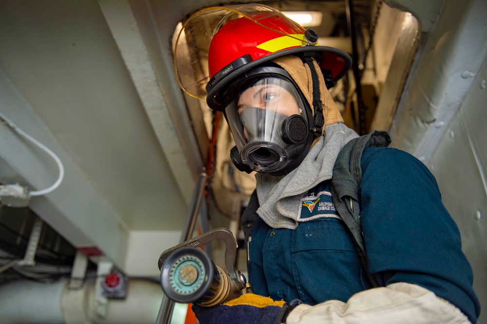 USS Carl Vinson (CVN 70) Conducts Damage Control Training
