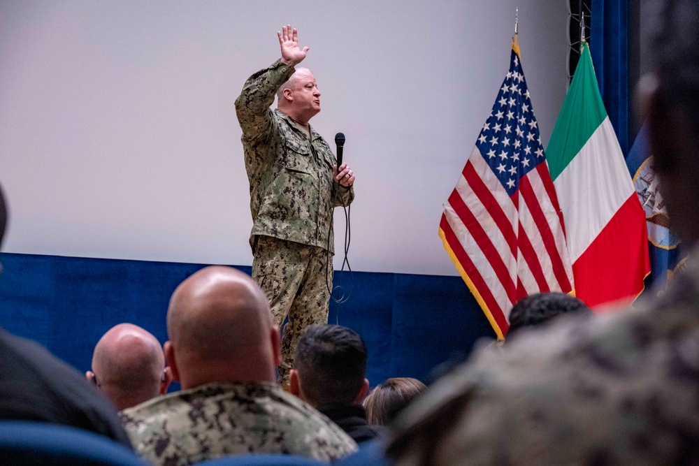 CNO and MCPON visit Sailors in Naples