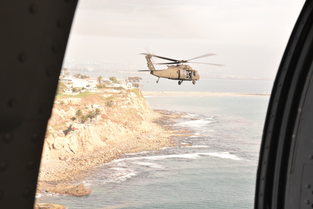 Blackhawk taking in the California coastline