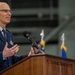 Gen Duke Richardson speaks during the assumption of command ceremony for Lt Gen Donna Shipton