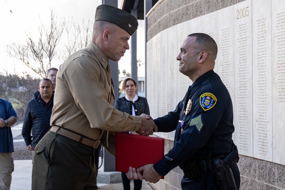 Marine veteran, SDPD Patrol Sergeant receives Purple Heart medal