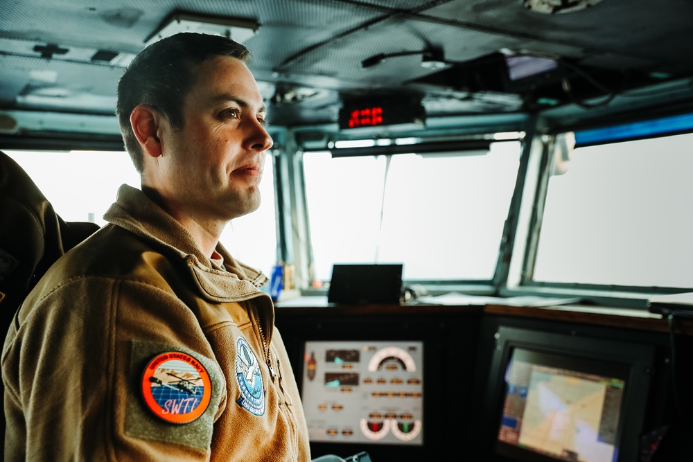 Navigator Stands Watch on the Bridge