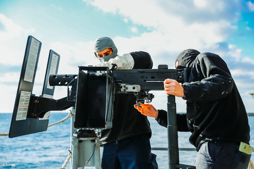 Sailors Conduct 50 Caliber Training on the Fantail