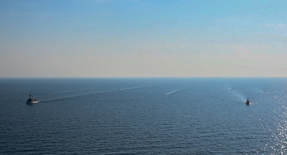 U.S. 5th Fleet and Royal Bahrain Naval Force Ships sail in the Arabian Gulf during Exercise Diamond Defender 2024