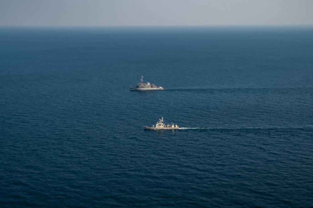 U.S. 5th Fleet and Royal Bahrain Naval Force Ships sail in the Arabian Gulf during Exercise Diamond Defender 2024