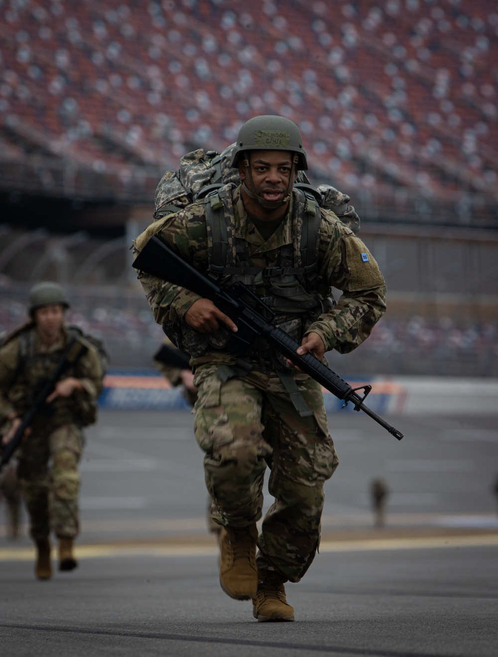 Alabama National Guard Officer Candidates ruck at the Talladega Superspeedway