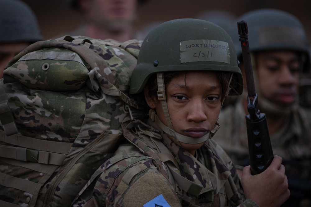 Officer Candidates ruck at the Talladega Superspeedway