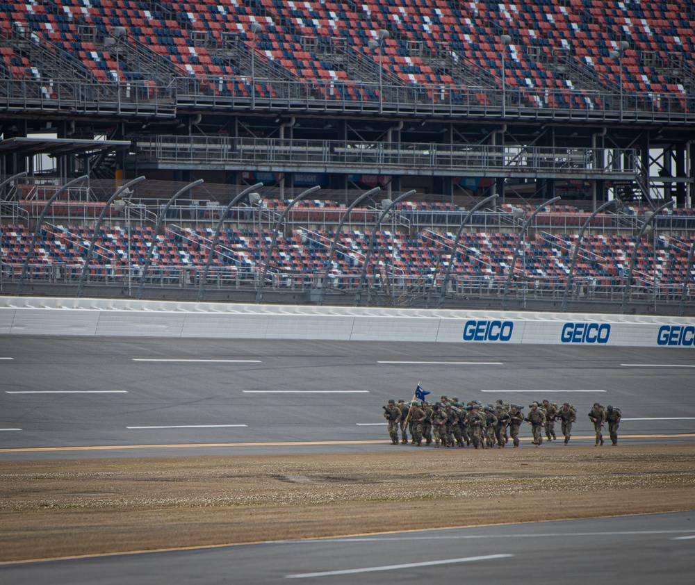 Officer Candidates ruck at the Talladega Superspeedway