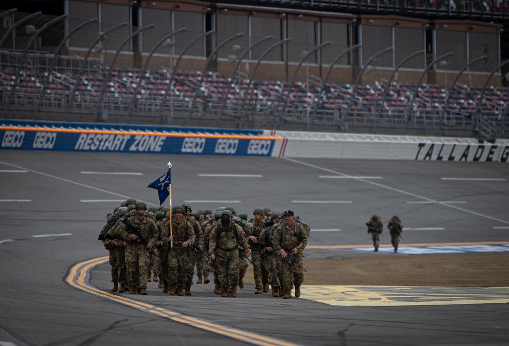 Officer Candidates ruck at the Talladega Superspeedway