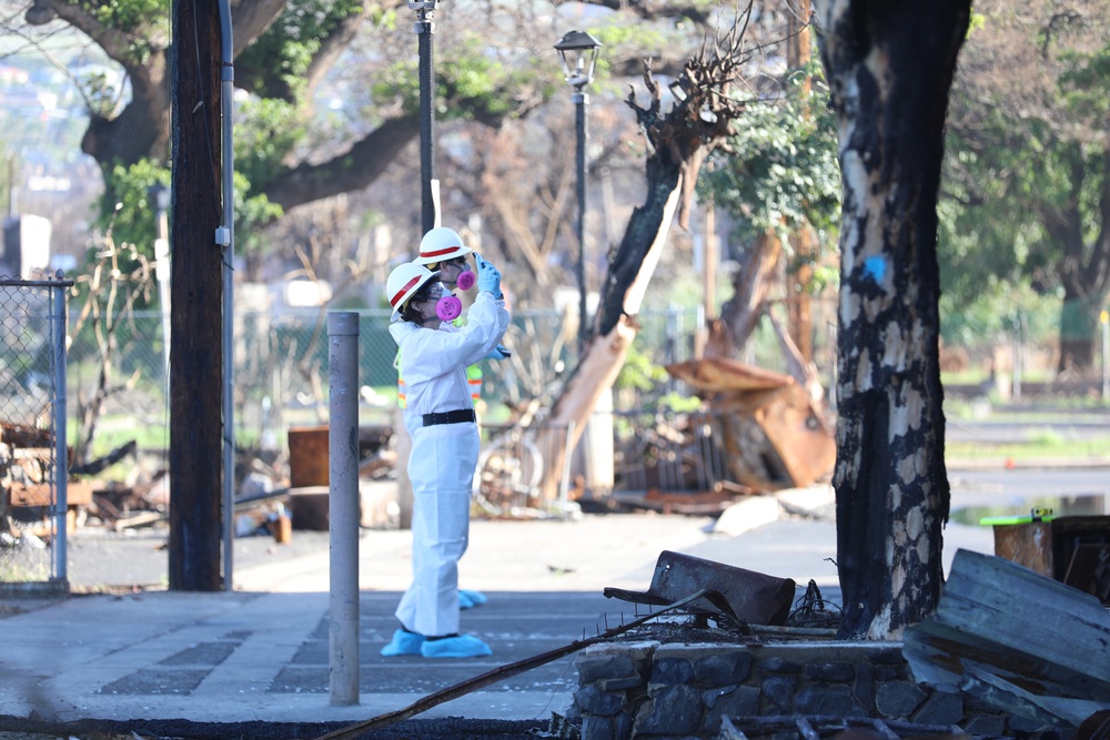 Historic building specialists visit Lahaina National Historic Landmark District, survey structures impacted by Hawaiʻi Wildfires