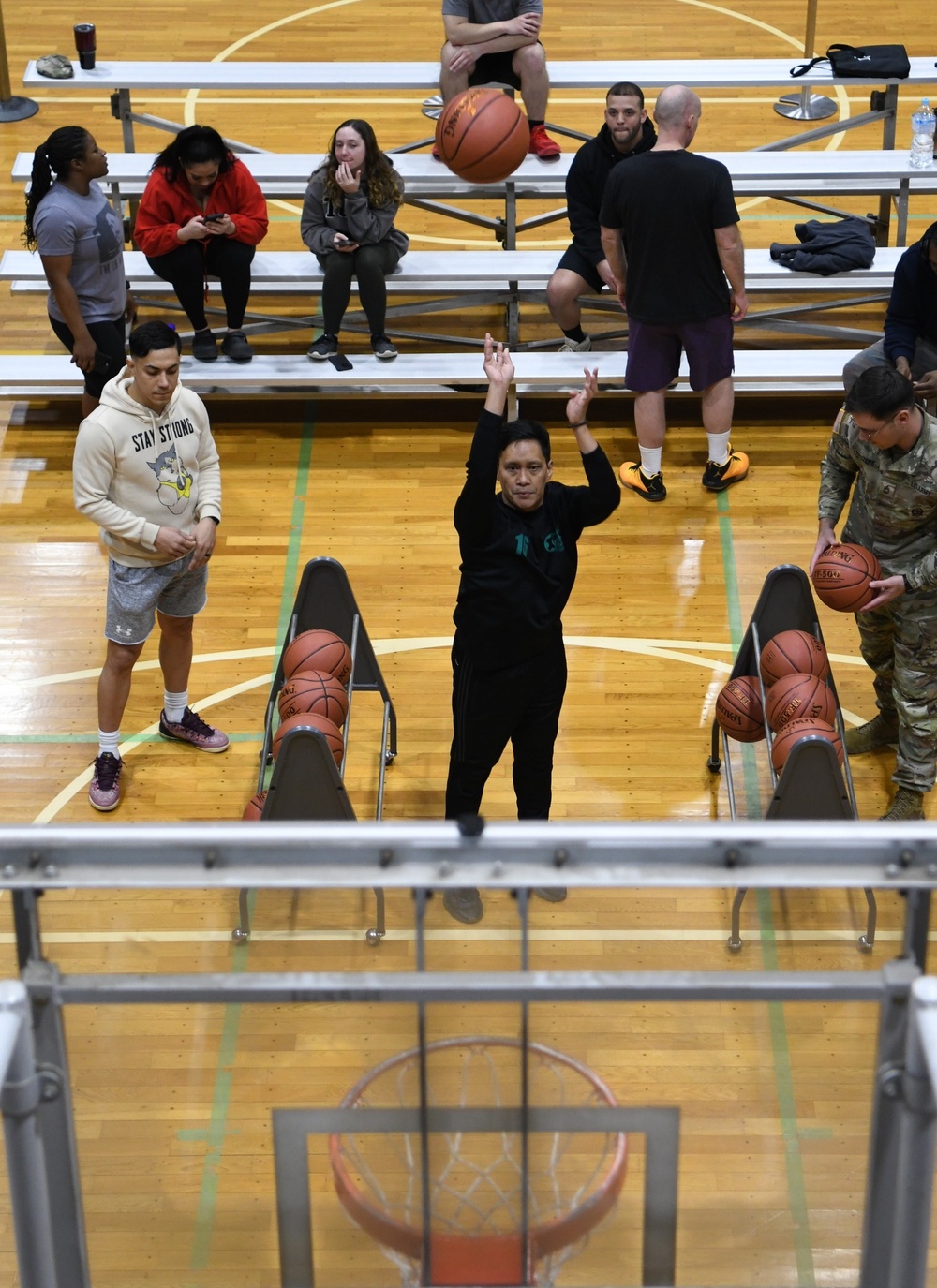Competitors come out for intramural free throw shootout event at Camp Zama