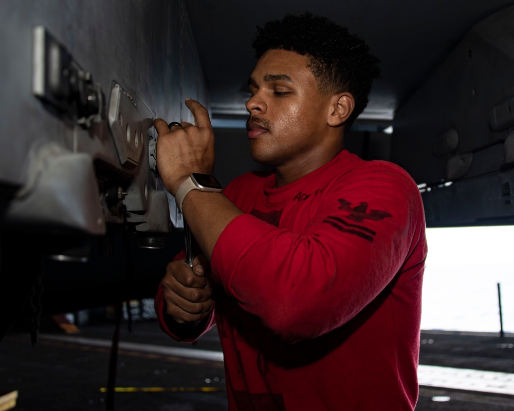 Sailor Conducts Maintenance Aboard USS Carl Vinson (CVN 70)