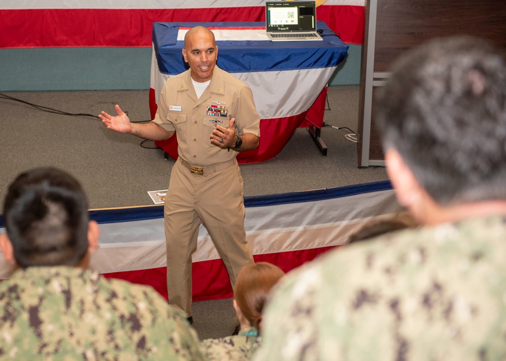 CMDCM Jordan Rosado Speaks to Sailors at Kings Bay