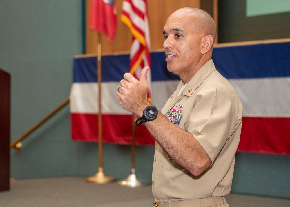 CMDCM Jordan Rosado Speaks to Sailors at Kings Bay