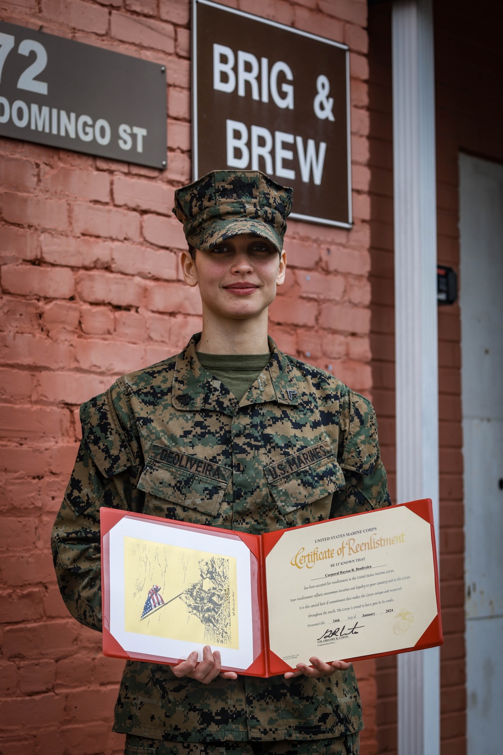 Cpl. De Oliveira Reenlistment Ceremony