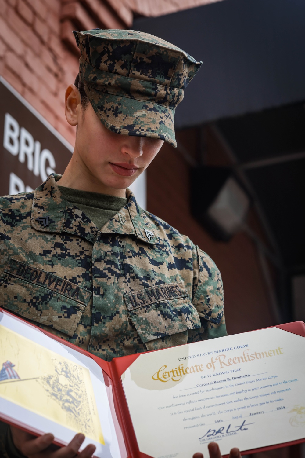 Cpl. De Oliveira Reenlistment Ceremony