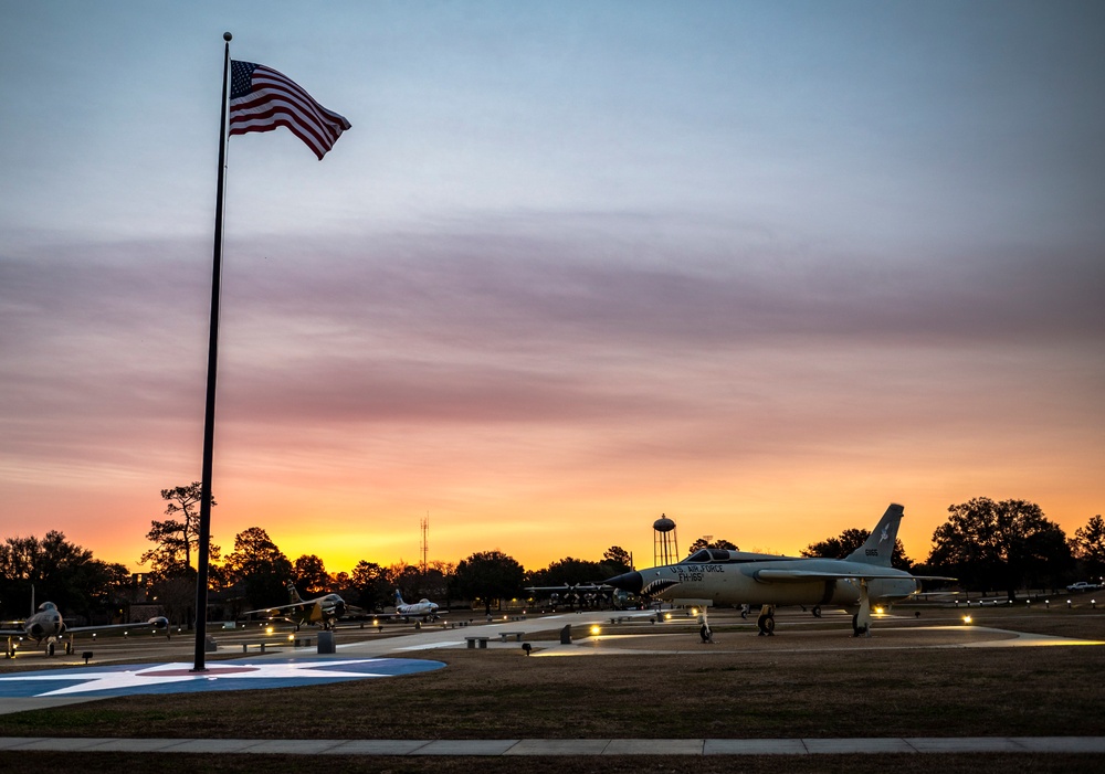 Sun rises on a cold morning at Moody AFB