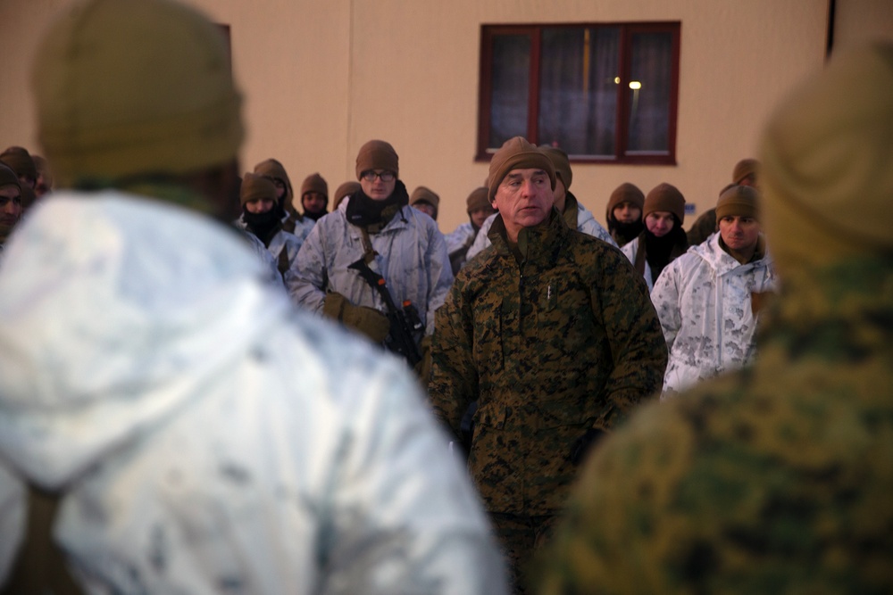 II Marine Expeditionary Force Commanding General visits the Marines of Combat Logistics Battalion 6 ahead of Nordic Response 24