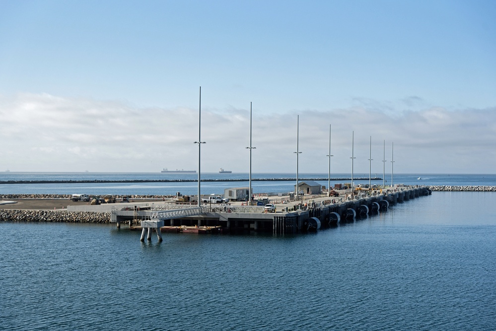 Construction nears completion on a new ammunition pier at Naval Weapons Station Seal Beach