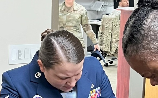 BMT instructors perform uniform triage for 914th commander