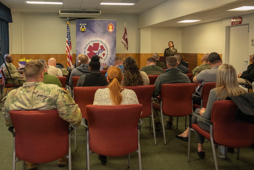 Family, friends, colleagues gather for USAMMDA Army product developer's field grade promotion