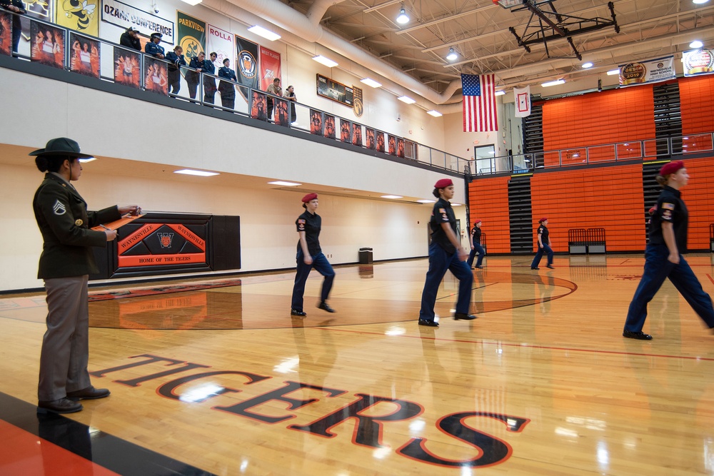 Fort Leonard Wood service members assist Waynesville’s JROTC Drill Competition