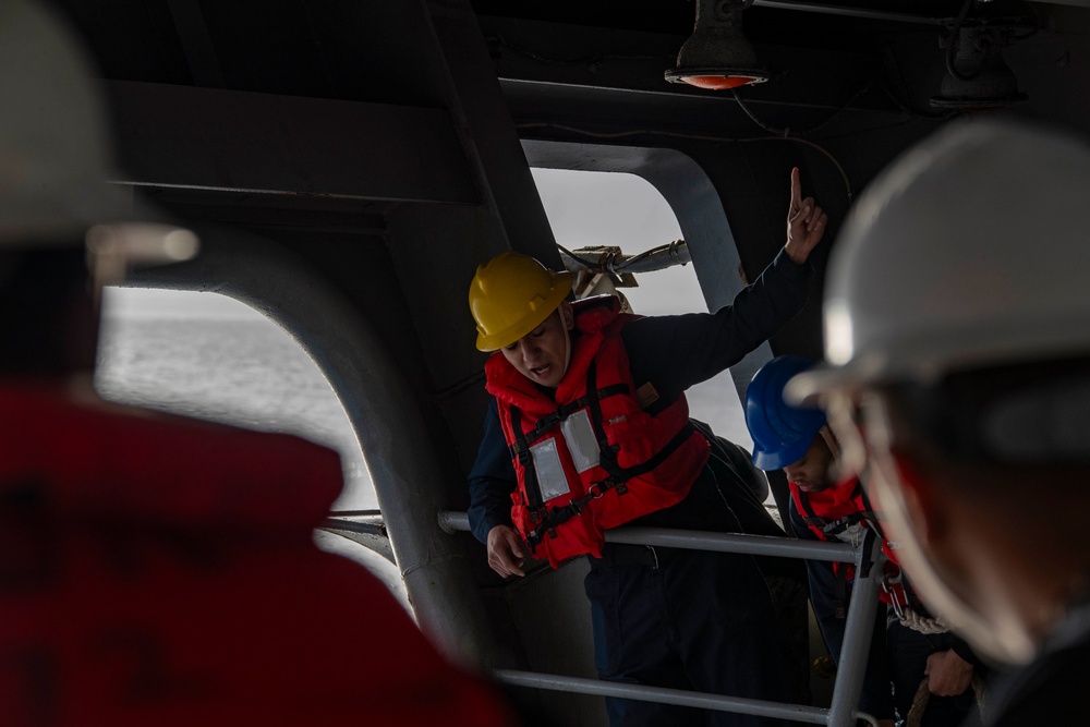 Abraham Lincoln performs a man overboard drill