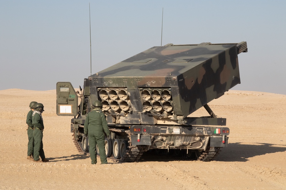 Italian soldiers prepare for a dry fire rehearsal during Exercise Ferocious Falcon 5