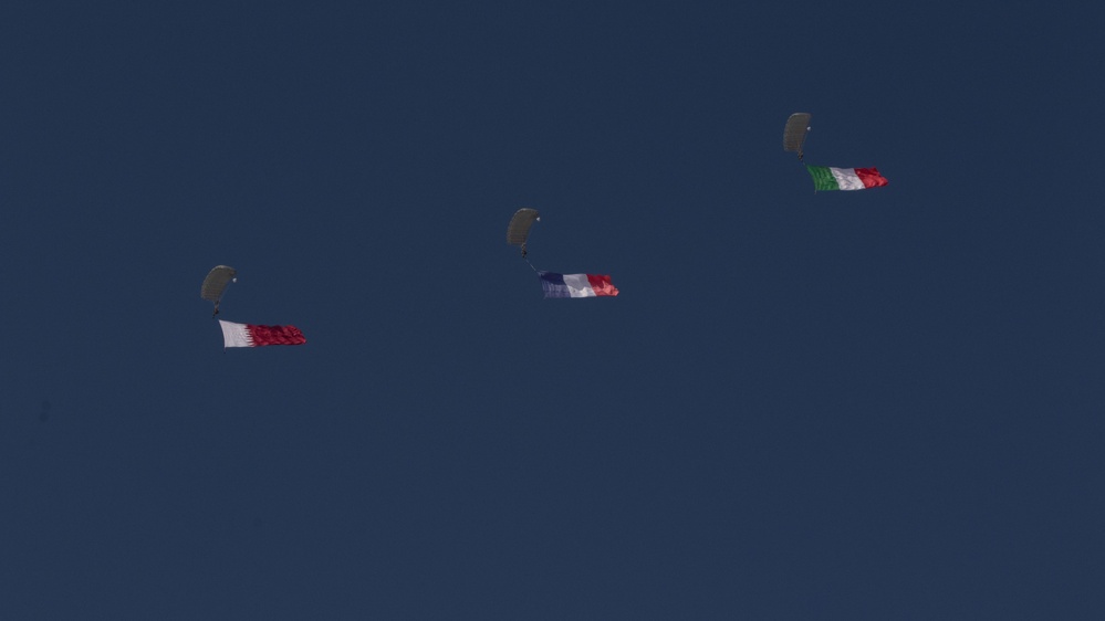 Qatari Armed Forces, U.S. Armed Forces, and other nations participate in a Friendship airborne jump