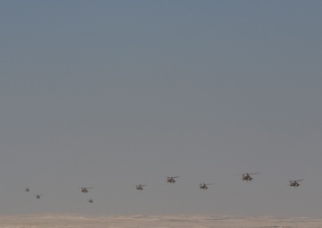 Qatari Armed Forces, U.S. Armed Forces, and other partner nations conducted an aerial fly-over during a combined arms live fire exercise during Exercise Ferocious Falcon 5