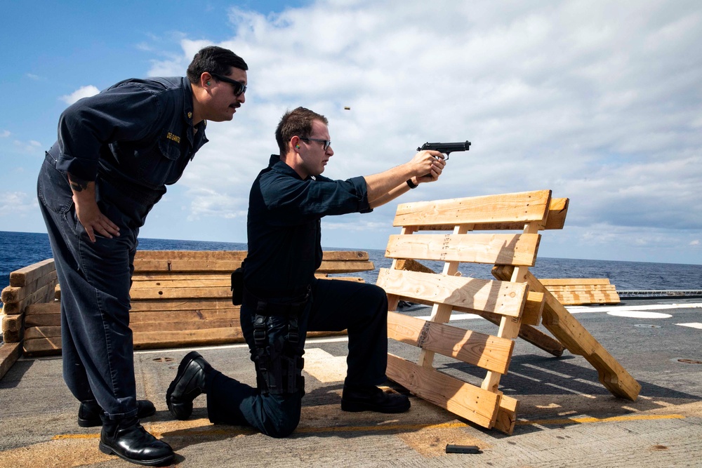 Sterett Sailors Conduct Navy Handgun Practical Weapons Course