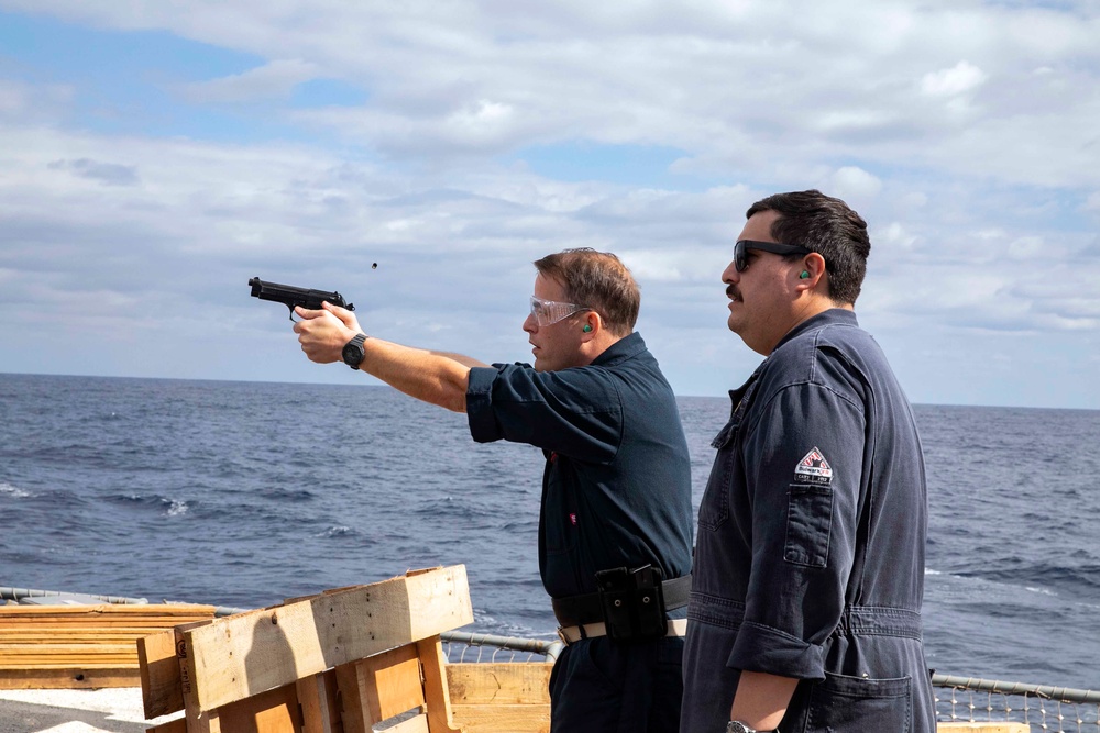 Sterett Sailors Conduct Navy Handgun Practical Weapons Course