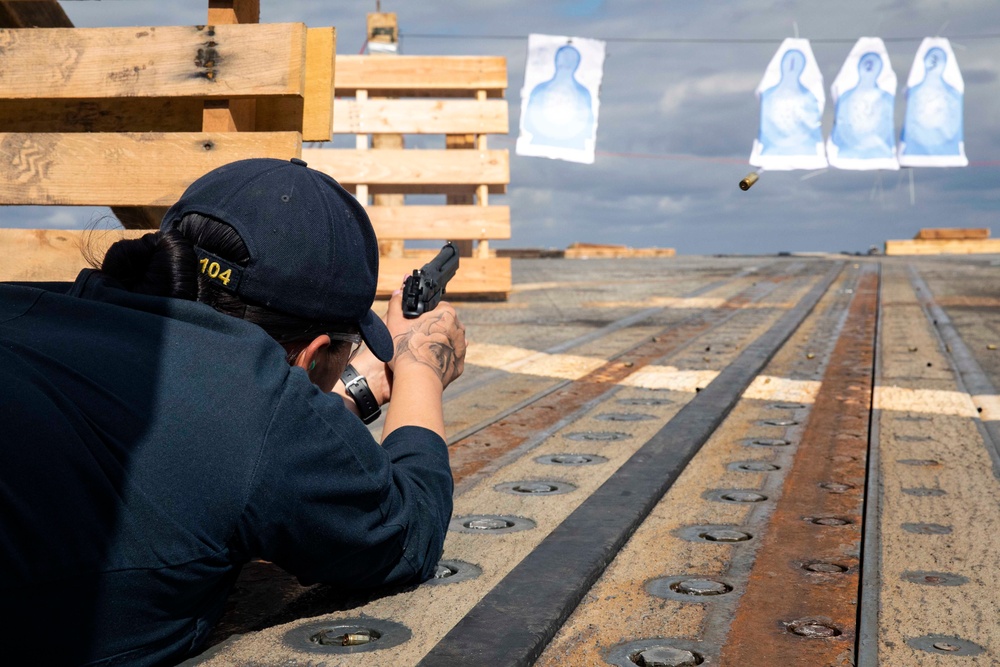 Sterett Sailors Conduct Navy Handgun Practical Weapons Course