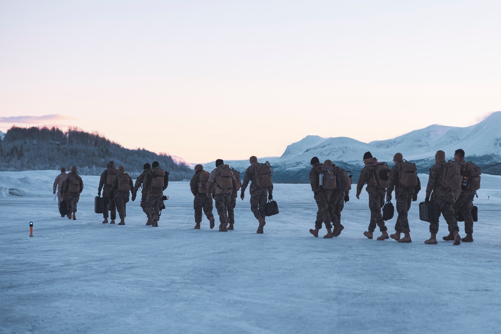 U.S. Marines with 2nd Marine Aircraft Wing (MAW) arrive in Norway for Exercise Nordic Response 24