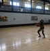 Newly refinished gym floor at Huntington Hall Naval Berthing Facility