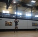 Newly refinished basketball gym floor at Huntington Hall Naval Berthing Facility