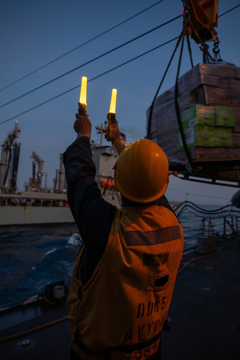 USS Laboon Conducts a Replenishment-at-Sea with USNS Kanawha in the Red Sea