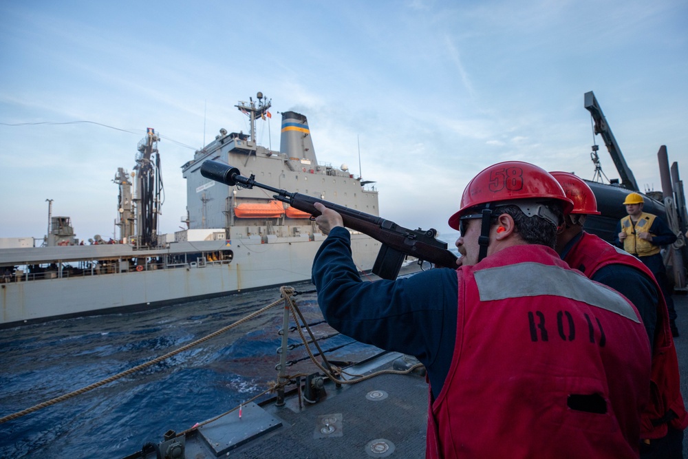 USS Laboon Conducts a Replenishment-at-Sea with USNS Kanawha in the Red Sea