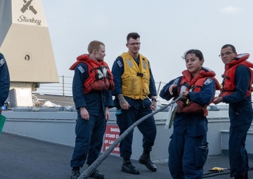 USS Mason Conducts a Replenishment-at-Sea with USNS Alan Shepard